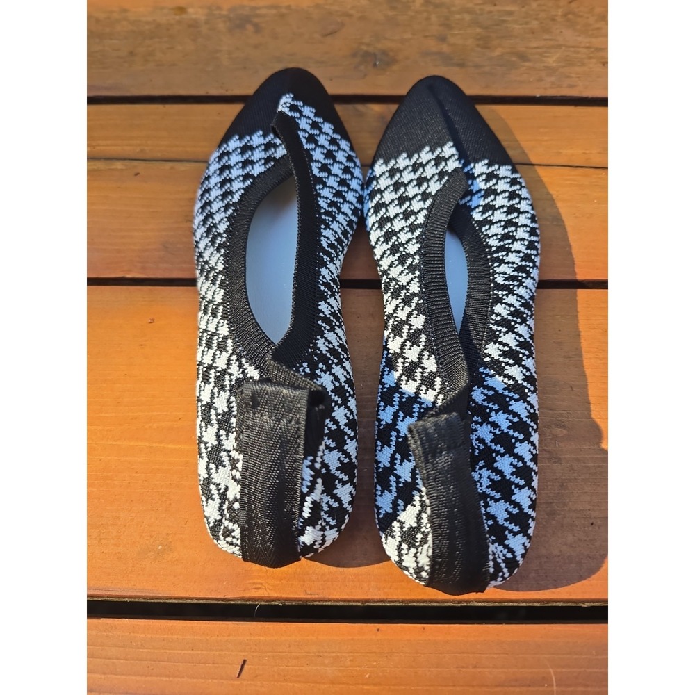 Womens Knit Pointed Toe Flats Houndstooth Ballet Shoes Comfortable Slip On